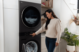 LG WKHC252HBA Laundry Center, AI DD, TurboWash 360, Washtower, Ventless - Heat Pump, Black Stainless Steel colour
Washer: 5.8 cu. ft. Capacity, 27 inch Width, 6 Wash Cycles, Steam Clean, 1,300 RPM Spin Speed, Wifi Enabled
Dryer: 7.8 cu. ft. Capacity