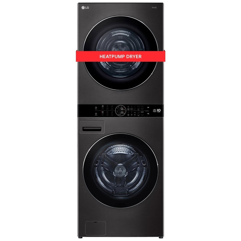 LG WKHC252HBA Laundry Center, AI DD, TurboWash 360, Washtower, Ventless - Heat Pump, Black Stainless Steel colour
Washer: 5.8 cu. ft. Capacity, 27 inch Width, 6 Wash Cycles, Steam Clean, 1,300 RPM Spin Speed, Wifi Enabled
Dryer: 7.8 cu. ft. Capacity