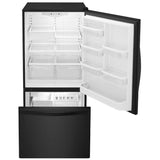 Whirlpool WRB322DMBB Bottom Freezer Refrigerator, 33 inch Width, Ice Dispenser (Freezer Located), 21.9 cu. ft. Capacity, Black colour