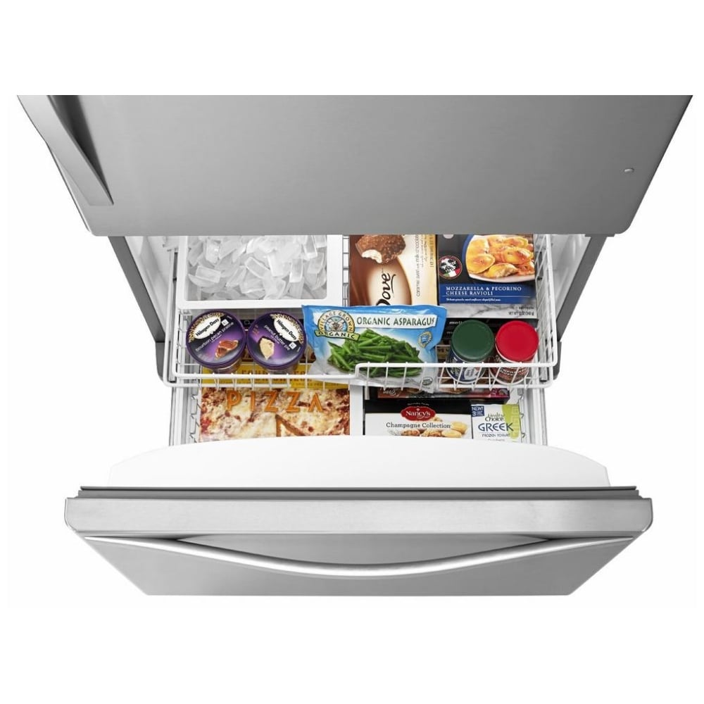 Whirlpool WRB322DMBM Bottom Freezer Refrigerator, 33 inch Width, Ice Dispenser (Freezer Located), 21.9 cu. ft. Capacity, Stainless Steel