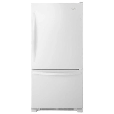 Whirlpool WRB322DMBW Bottom Freezer Refrigerator, 33 inch Width, Ice Dispenser (Freezer Located), 21.9 cu. ft. Capacity, White colour