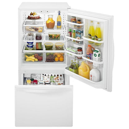 Whirlpool WRB322DMBW Bottom Freezer Refrigerator, 33 inch Width, Ice Dispenser (Freezer Located), 21.9 cu. ft. Capacity, White colour