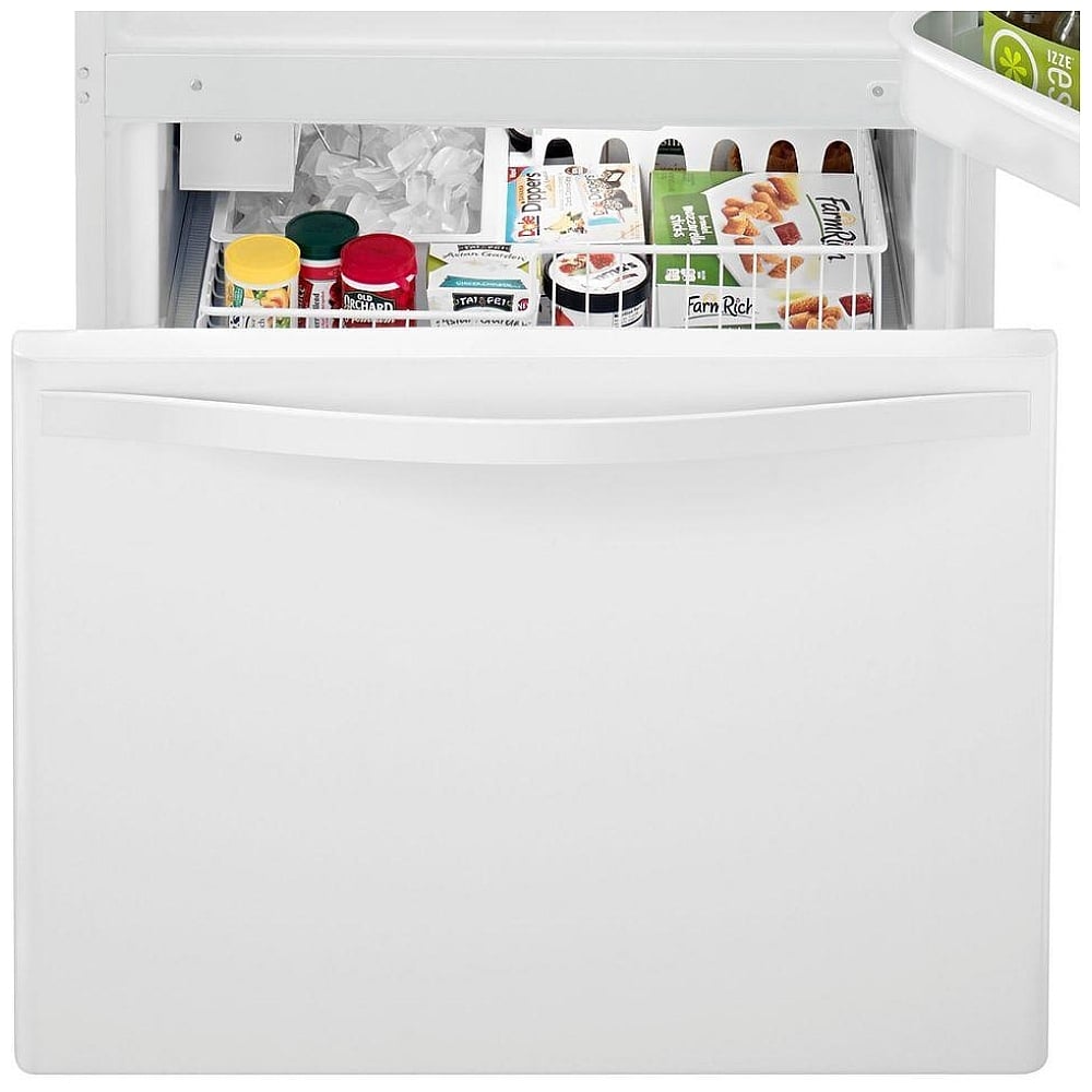 Whirlpool WRB322DMBW Bottom Freezer Refrigerator, 33 inch Width, Ice Dispenser (Freezer Located), 21.9 cu. ft. Capacity, White colour