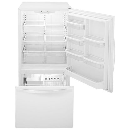 Whirlpool WRB322DMBW Bottom Freezer Refrigerator, 33 inch Width, Ice Dispenser (Freezer Located), 21.9 cu. ft. Capacity, White colour