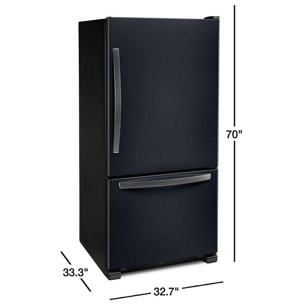Whirlpool WRB322DMHV Bottom Freezer Refrigerator, 33 inch Width, ENERGY STAR Certified, Ice Dispenser (Freezer Located), 21.9 cu. ft. Capacity, Black Stainless Steel colour
