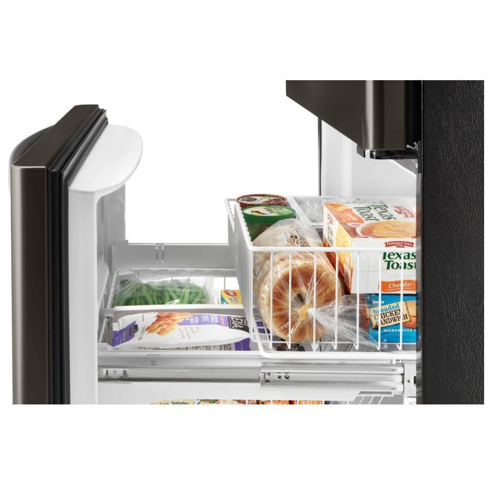 Whirlpool WRB322DMHV Bottom Freezer Refrigerator, 33 inch Width, ENERGY STAR Certified, Ice Dispenser (Freezer Located), 21.9 cu. ft. Capacity, Black Stainless Steel colour