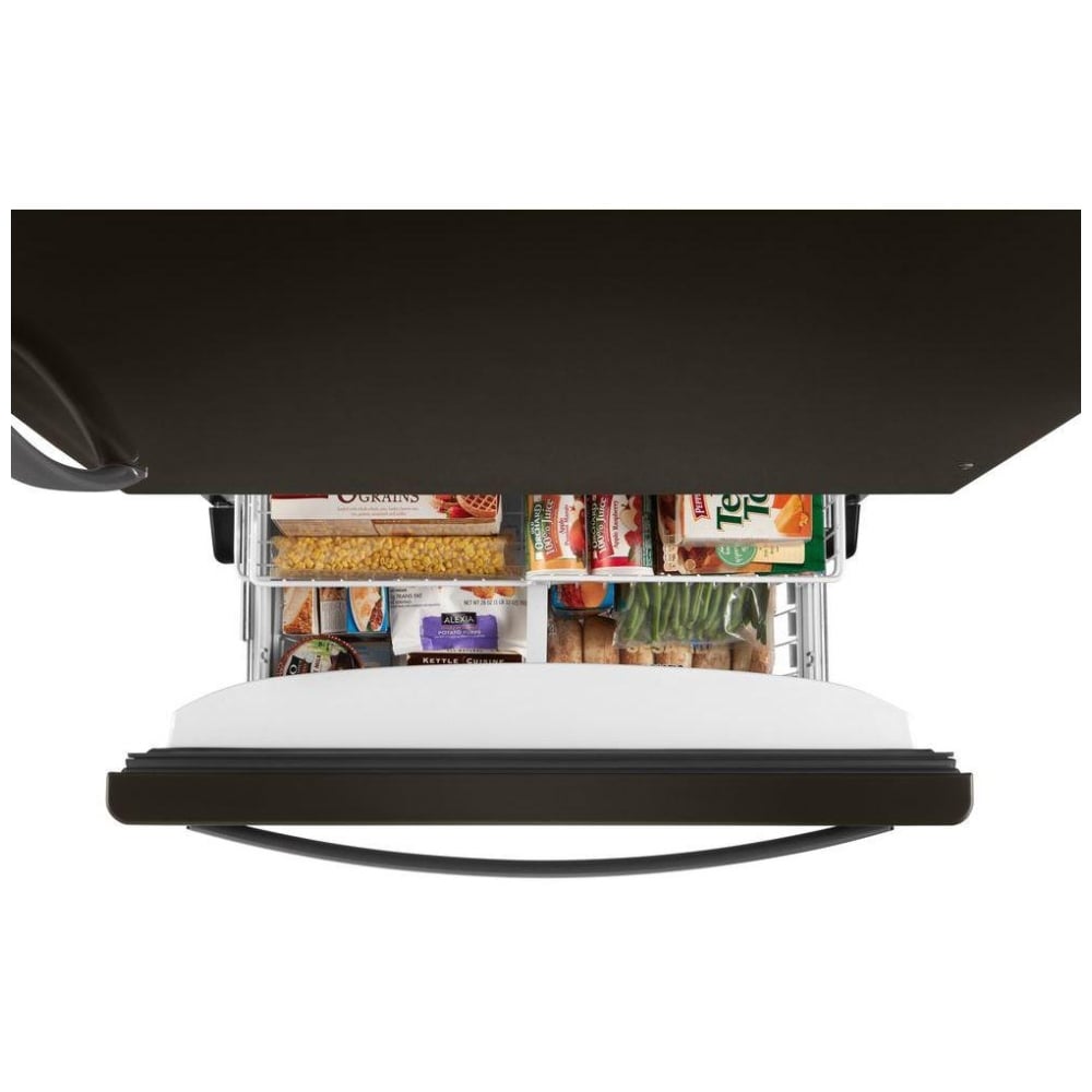 Whirlpool WRB322DMHV Bottom Freezer Refrigerator, 33 inch Width, ENERGY STAR Certified, Ice Dispenser (Freezer Located), 21.9 cu. ft. Capacity, Black Stainless Steel colour