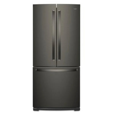 Whirlpool WRF560SFHV 法式门冰箱，30 英寸宽，19.7 立方英尺容量，可选制冰机（特殊订购），黑色不锈钢