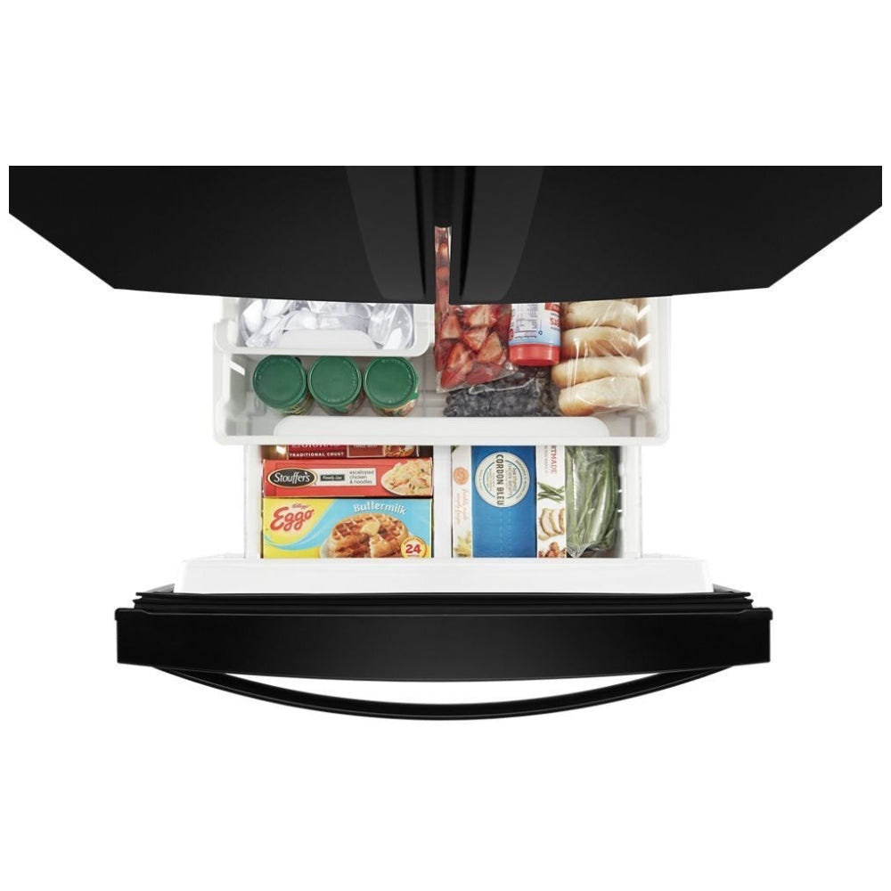 Whirlpool WRF560SMHB French Door Refrigerator, 30 inch Width, 19.7 cu. ft. Capacity, Ice Dispenser (Freezer Located), Black colour