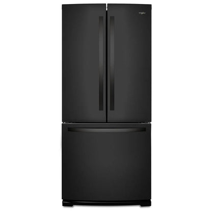 Whirlpool WRF560SMHB 法式门冰箱，30 英寸宽，19.7 立方英尺容量，制冰机（位于冷冻室），黑色