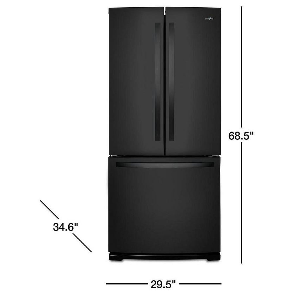 Whirlpool WRF560SMHB French Door Refrigerator, 30 inch Width, 19.7 cu. ft. Capacity, Ice Dispenser (Freezer Located), Black colour