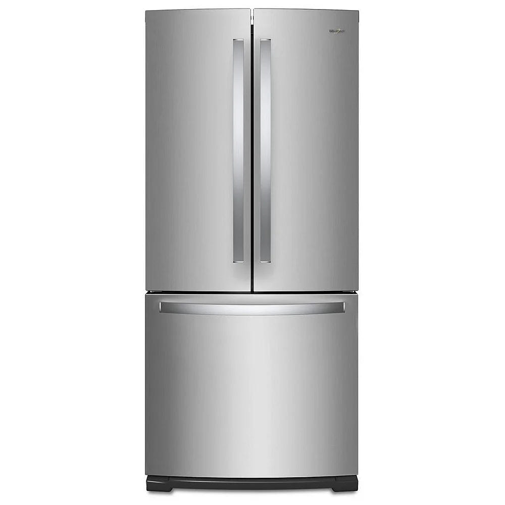 Whirlpool WRF560SMHZ 法式门冰箱，30 英寸宽，19.7 立方英尺容量，制冰机（位于冷冻室），不锈钢颜色