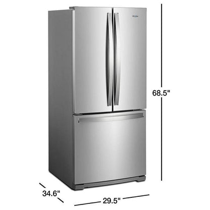 Whirlpool WRF560SMHZ French Door Refrigerator, 30 inch Width, 19.7 cu. ft. Capacity, Ice Dispenser, Stainless Steel