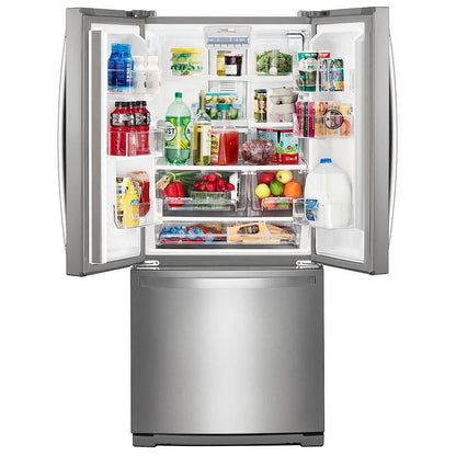 Whirlpool WRF560SMHZ 法式门冰箱，30 英寸宽，19.7 立方英尺容量，制冰机（位于冷冻室），不锈钢颜色