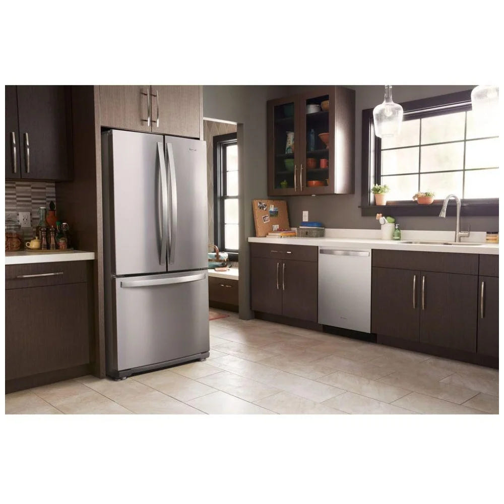 Whirlpool WRF560SMHZ 法式门冰箱，30 英寸宽，19.7 立方英尺容量，制冰机（位于冷冻室），不锈钢颜色