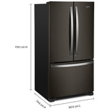 Whirlpool WRFC2036RV French Door Refrigerator, 36 inch Width, 20 cu. ft. Capacity, Counter Depth, Water Dispenser (Interior), Ice Dispenser (Freezer Located), ENERGY STAR Certified, Black Stainless Steel colour