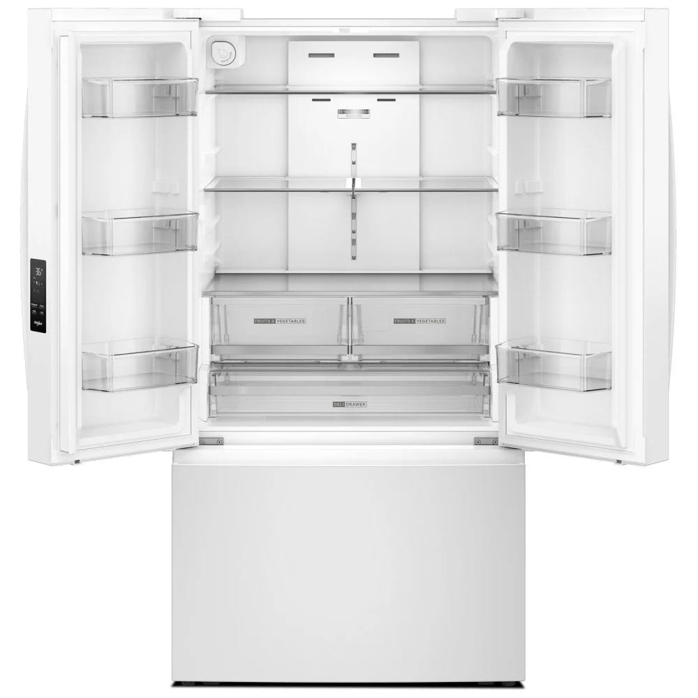 Whirlpool WRFF3136SW 法式门冰箱，36 英寸宽，能源之星认证，31 立方英尺容量，制冰机（位于冷冻室），白色