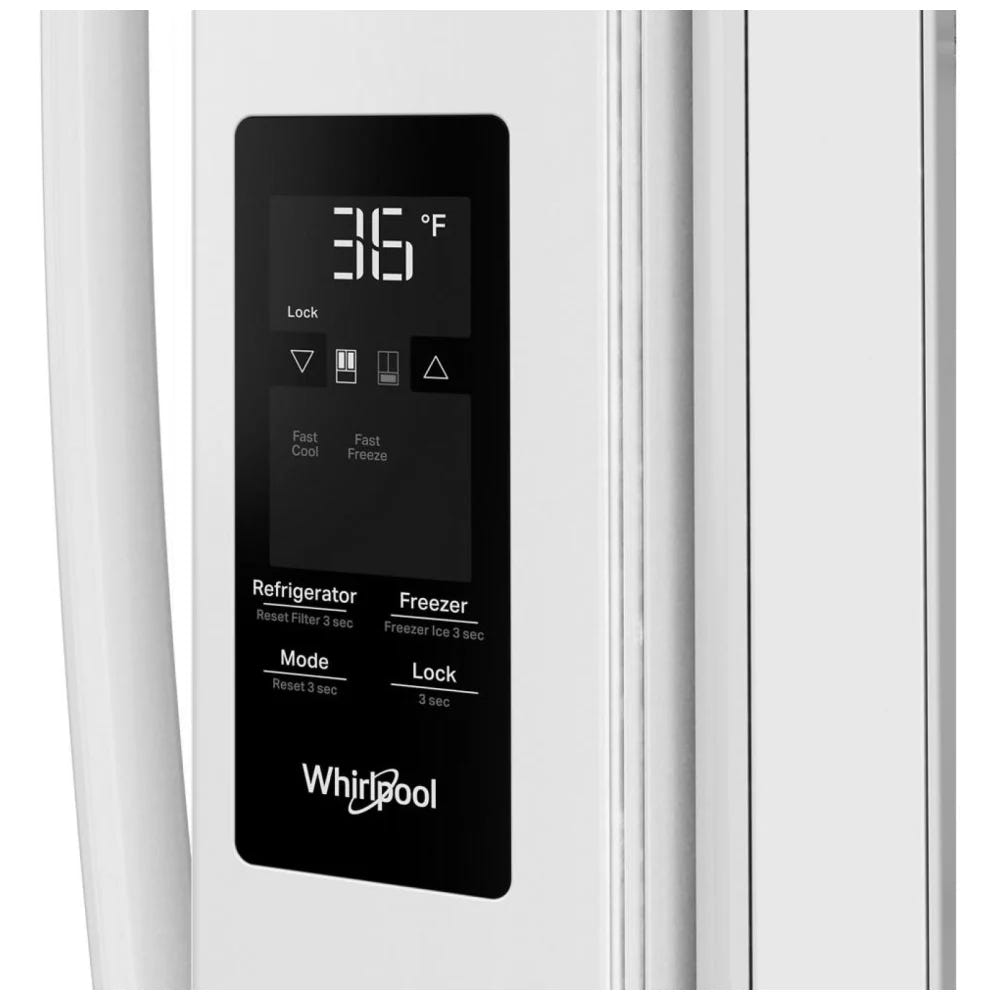 Whirlpool WRFF3136SW 法式门冰箱，36 英寸宽，能源之星认证，31 立方英尺容量，制冰机（位于冷冻室），白色