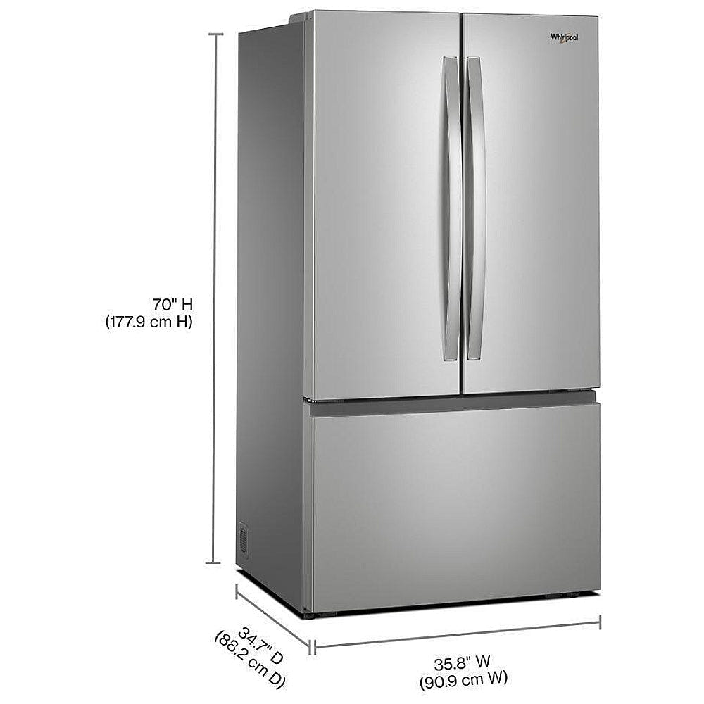 Whirlpool WRFF3136SZ French Door Refrigerator, 36 inch Width, ENERGY STAR Certified, 31 cu. ft. Capacity, Ice Dispenser (Freezer Located)
