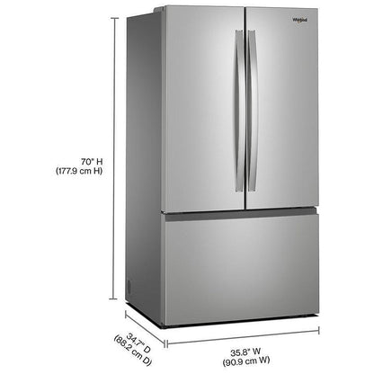 Whirlpool WRFF3136SZ French Door Refrigerator, 36 inch Width, ENERGY STAR Certified, 31 cu. ft. Capacity, Ice Dispenser (Freezer Located)