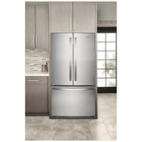 Whirlpool WRFF3236RZ French Door Refrigerator, 36 inch Width, 25.2 cu. ft. Capacity, Water Dispenser (Interior), Ice Dispenser (Freezer Located), ENERGY STAR Certified, Stainless Steel colour