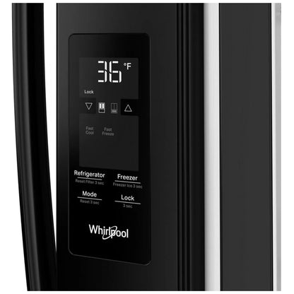 Whirlpool WRFF3336SB 法式门冰箱，36 英寸宽，能源之星认证，31 立方英尺容量，饮水机（内置），制冰机（冷冻室），黑色