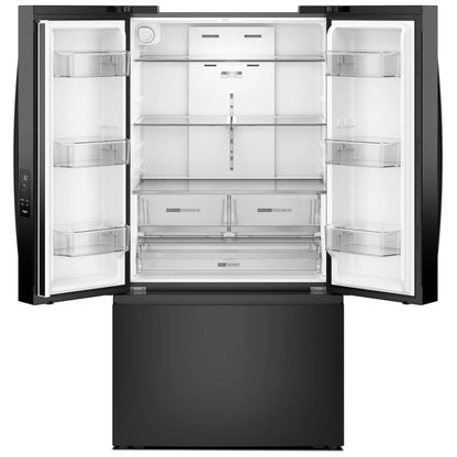 Whirlpool WRFF3336SB 法式门冰箱，36 英寸宽，能源之星认证，31 立方英尺容量，饮水机（内置），制冰机（冷冻室），黑色