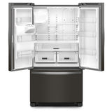 Whirlpool WRFF3436RV French Door Refrigerator, 36 inch Width, 24.7 cu. ft. Capacity, Water Dispenser (Exterior), Ice Dispenser (Thru Door), ENERGY STAR Certified, Black Stainless Steel colour