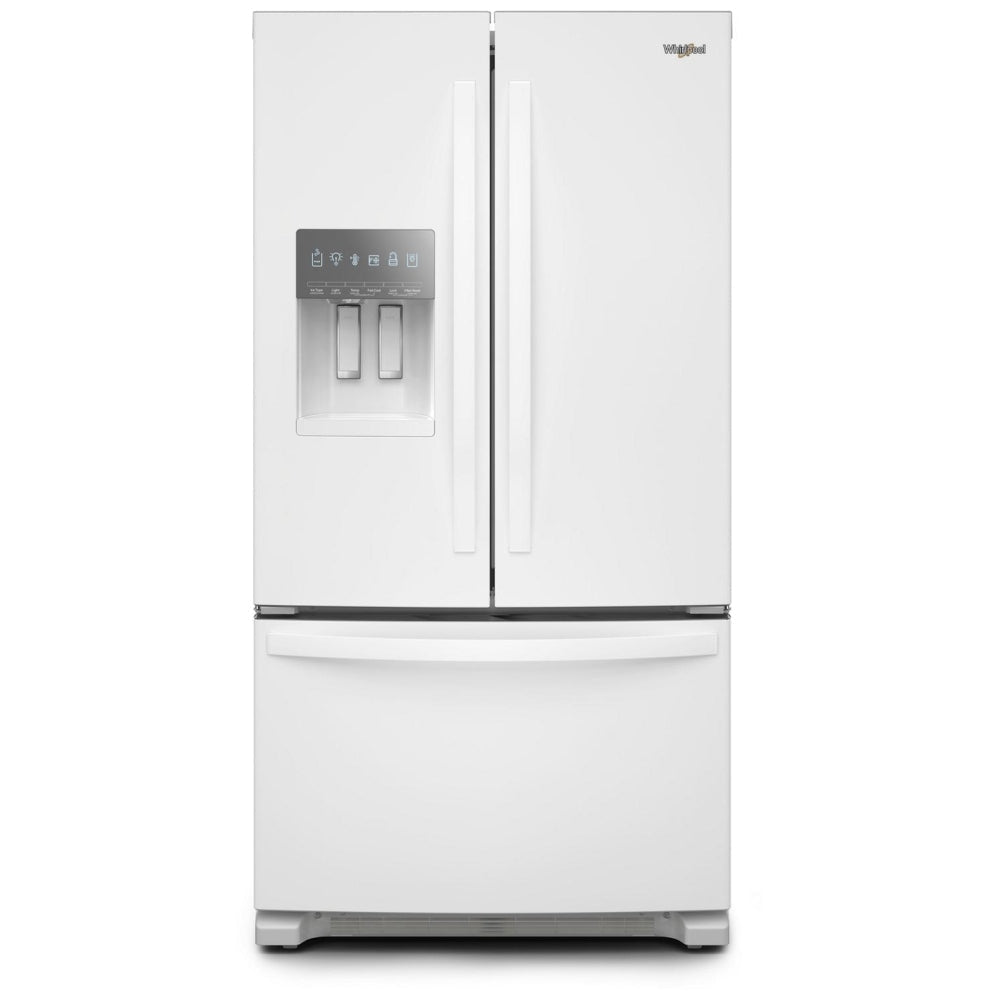 Whirlpool WRFF3436RW French Door Refrigerator, 36 inch Width, 24.7 cu. ft. Capacity, Water Dispenser (Exterior), Ice Dispenser (Thru Door), ENERGY STAR Certified, White colour