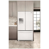 Whirlpool WRFF3436RW French Door Refrigerator, 36 inch Width, 24.7 cu. ft. Capacity, Water Dispenser (Exterior), Ice Dispenser (Thru Door), ENERGY STAR Certified, White colour