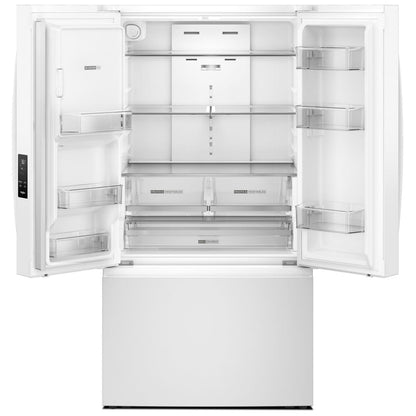 Whirlpool WRFF3536SW French Door Refrigerator, 36 inch Width, ENERGY STAR Certified, 30 cu. ft. Capacity, Water Dispenser (Exterior), Ice Dispenser (Thru Door), White colour