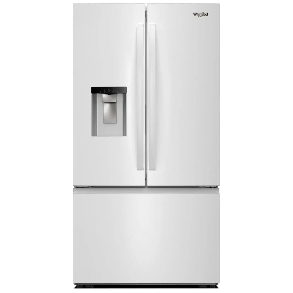 Whirlpool WRFF3536SW 法式对开门冰箱，36 英寸宽，能源之星认证，30 立方英尺容量，饮水机（外部），制冰机（门内），白色