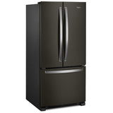 Whirlpool WRFF5333PV Bottom Freezer French Door Refrigerator, 33 inch Width, 22.1 cu. ft. Capacity, Water Dispenser (Interior), Ice Dispenser (Freezer Located), ENERGY STAR Certified, Black Stainless Steel colour