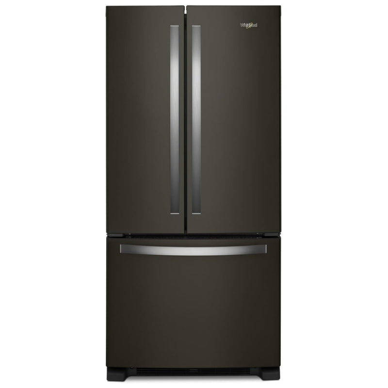 Whirlpool WRFF5333PV Bottom Freezer French Door Refrigerator, 33 inch Width, 22.1 cu. ft. Capacity, Water Dispenser (Interior), Ice Dispenser (Freezer Located), ENERGY STAR Certified, Black Stainless Steel colour