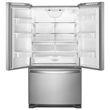 Whirlpool WRFF5333PZ Bottom Freezer French Door Refrigerator, 33 inch Width, 22.1 cu. ft. Capacity, Water Dispenser (Interior), Ice Dispenser (Freezer Located), ENERGY STAR Certified, Stainless Steel colour
