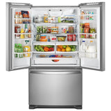 Whirlpool WRFF5333PZ Bottom Freezer French Door Refrigerator, 33 inch Width, 22.1 cu. ft. Capacity, Water Dispenser (Interior), Ice Dispenser (Freezer Located), ENERGY STAR Certified, Stainless Steel colour