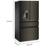 Whirlpool WRMC5036RV French Door Refrigerator, 36 inch Width, 22 cu. ft. Capacity, Counter Depth, Water Dispenser (Exterior), Ice Dispenser (Thru Door), ENERGY STAR Certified, Black Stainless colour, EveryDrop™ Water Filtration