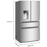 Whirlpool WRMC5036RZ French Door Refrigerator, 36 inch Width, 22 cu. ft. Capacity, Counter Depth, Water Dispenser (Exterior), Ice Dispenser (Thru Door), ENERGY STAR Certified, Fingerprint-Resistant Stainless colour, EveryDrop™ Water Filtration