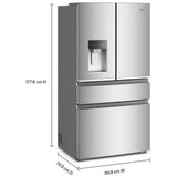 Whirlpool WRMC7036RZ French Door Refrigerator, 36 inch Width, 22 cu. ft. Capacity, Counter Depth, Water Dispenser (Exterior), Ice Dispenser (Thru Door), ENERGY STAR Certified, Fingerprint-Resistant Stainless colour, EveryDrop™ Water Filtration