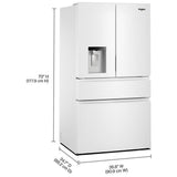 Whirlpool WRMF3536SW French Door Refrigerator, 36 inch Width, 29 cu. ft. Capacity, Water Dispenser (Exterior), Ice Dispenser (Thru Door), ENERGY STAR Certified, White colour