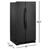 Whirlpool WRS312SNHB Side by Side Refrigerator, 33 inch Width, Optional Ice Maker (Special Order), 21.7 cu. ft. Capacity, Black colour