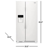 Whirlpool WRS335SDHW Side by Side Refrigerator, 36 inch Width, Ice Dispenser (Thru Door), Water Dispenser (Exterior), 25.5 cu. ft. Capacity, White colour