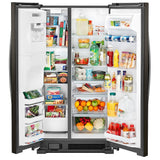 Whirlpool WRS555SIHV Side by Side Refrigerator, 36 inch Width, Ice Dispenser (Thru Door), Water Dispenser (Exterior), 24.5 cu. ft. Capacity, Black Stainless Steel colour