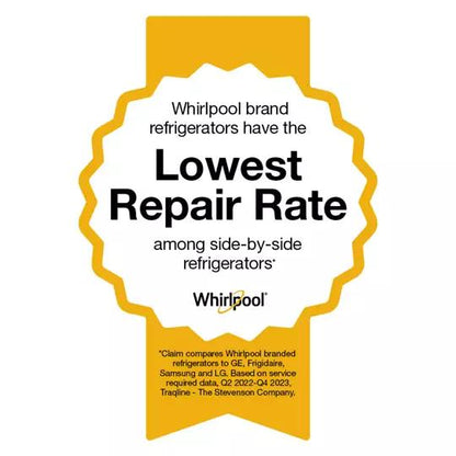 Whirlpool WRS588FIHZ Side by Side Refrigerator, 36 inch Width, 28.5 cu. ft. Capacity, Water Dispenser (Exterior), Ice Dispenser (Thru Door), Stainless Steel colour