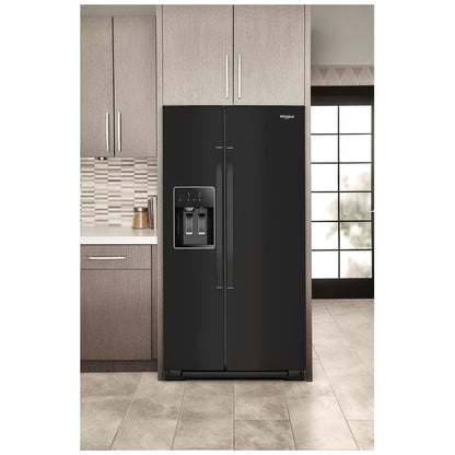 Whirlpool WRSC5536RB 并排式冰箱，36 英寸宽，台面深度，制冰机（门内），饮水机（外部），21 立方英尺容量，黑色