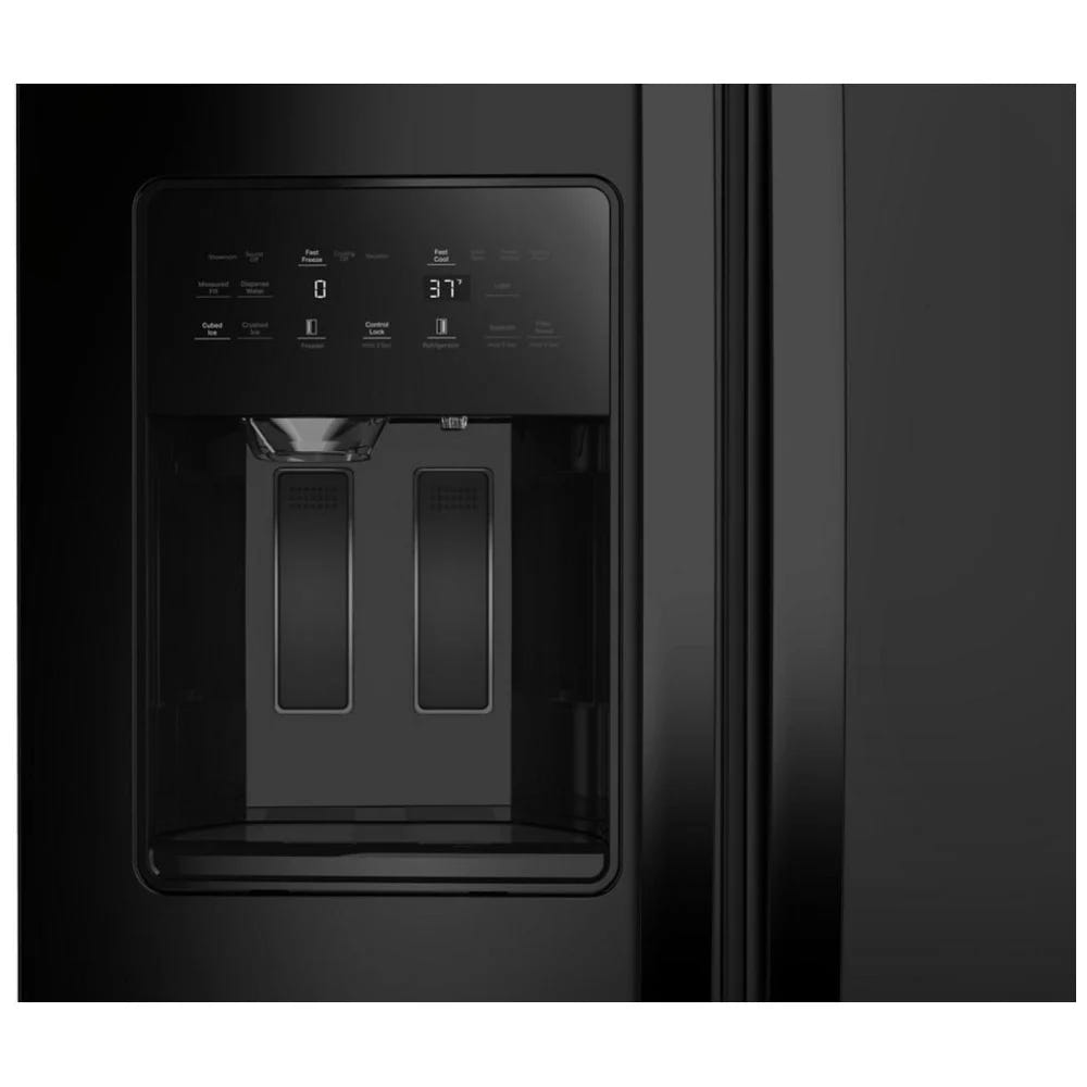 Whirlpool WRSC5536RB 并排式冰箱，36 英寸宽，台面深度，制冰机（门内），饮水机（外部），21 立方英尺容量，黑色