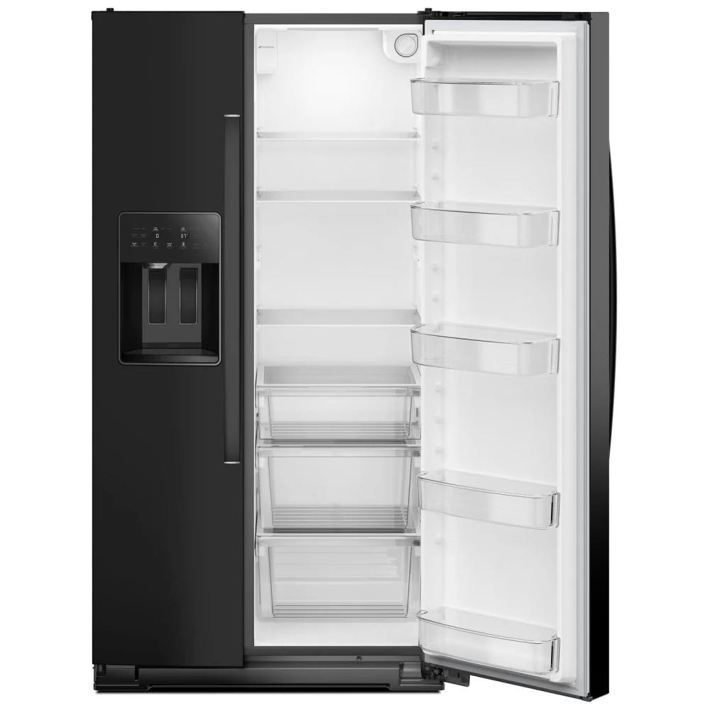 Whirlpool WRSC5536RB 并排式冰箱，36 英寸宽，台面深度，制冰机（门内），饮水机（外部），21 立方英尺容量，黑色