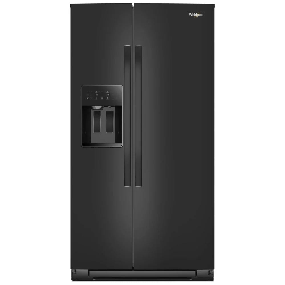 Whirlpool WRSC5536RB 并排式冰箱，36 英寸宽，台面深度，制冰机（门内），饮水机（外部），21 立方英尺容量，黑色
