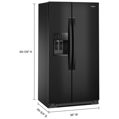 Whirlpool WRSC5536RB Side by Side Refrigerator, 36 inch Width, Counter Depth, Ice Dispenser, 21 cu. ft. Capacity, Black Colour