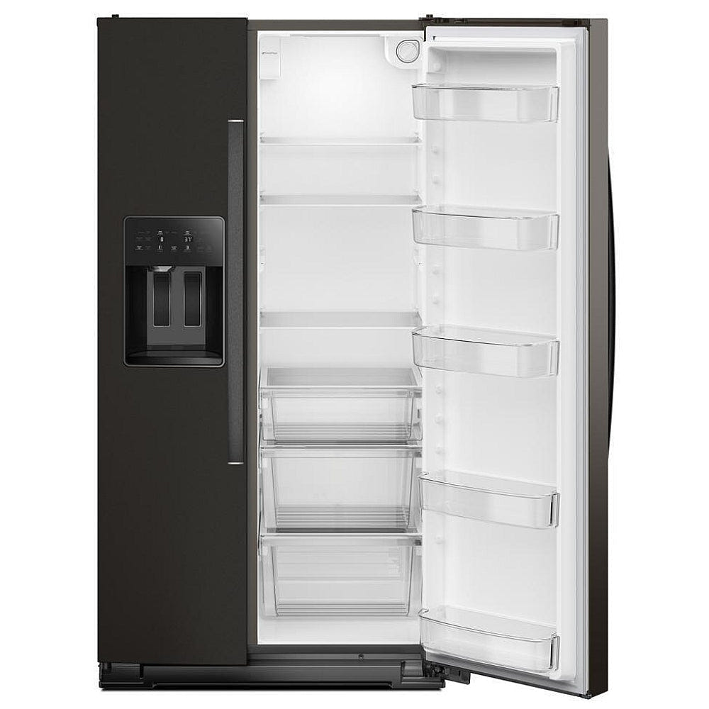 Whirlpool WRSC5536RV Side by Side Refrigerator, 36 inch Width, Counter Depth, Ice Dispenser (Thru Door), Water Dispenser (Exterior), 21 cu. ft. Capacity, Black Stainless colour
